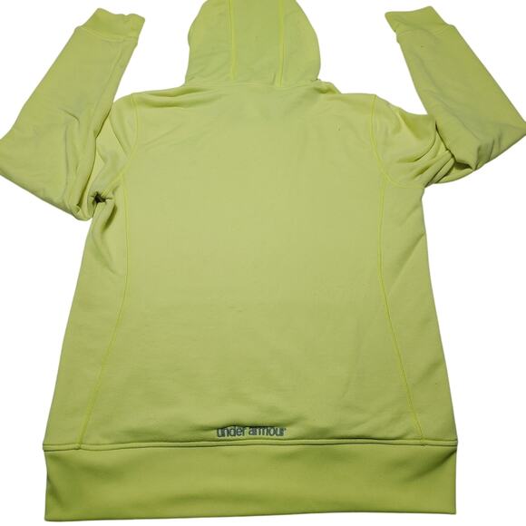 Under Armour Sweater Men's Large Green Neon Hoodie Pockets Sweatshirt Pullover - Picture 2 of 6